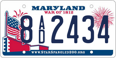 MD license plate 8AD2434