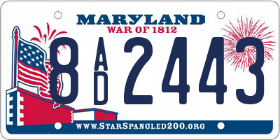 MD license plate 8AD2443