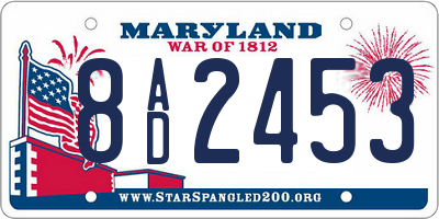 MD license plate 8AD2453