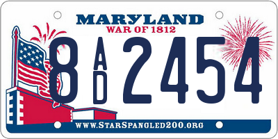 MD license plate 8AD2454