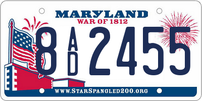 MD license plate 8AD2455