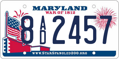 MD license plate 8AD2457