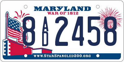 MD license plate 8AD2458