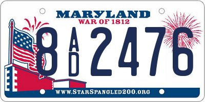 MD license plate 8AD2476