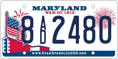 MD license plate 8AD2480