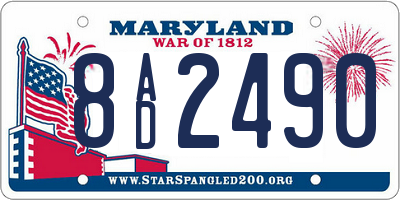 MD license plate 8AD2490