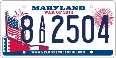 MD license plate 8AD2504