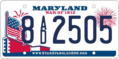 MD license plate 8AD2505