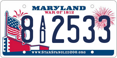 MD license plate 8AD2533