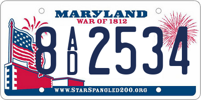 MD license plate 8AD2534