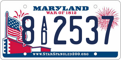 MD license plate 8AD2537
