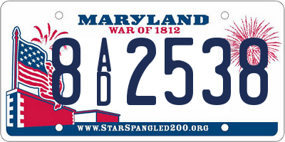 MD license plate 8AD2538