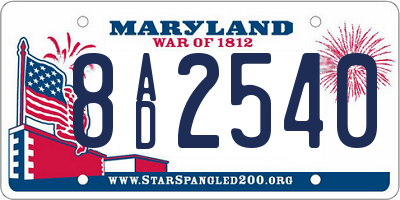 MD license plate 8AD2540