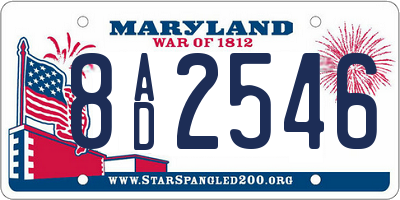 MD license plate 8AD2546
