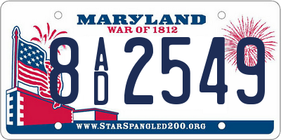 MD license plate 8AD2549