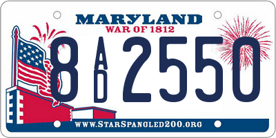 MD license plate 8AD2550