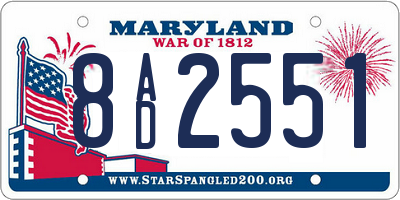 MD license plate 8AD2551