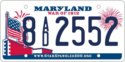 MD license plate 8AD2552