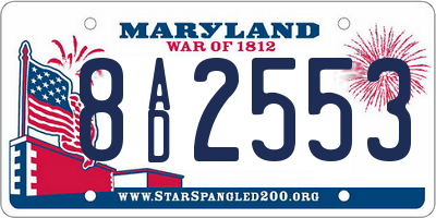 MD license plate 8AD2553