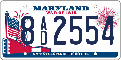 MD license plate 8AD2554