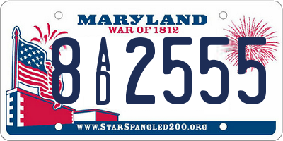 MD license plate 8AD2555