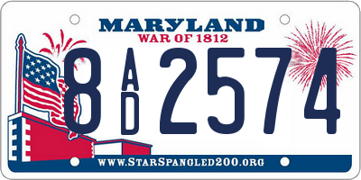 MD license plate 8AD2574
