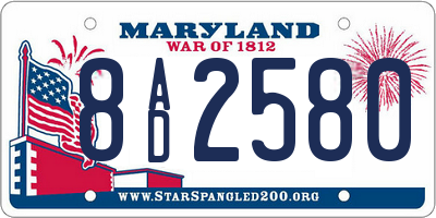MD license plate 8AD2580