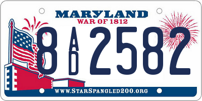 MD license plate 8AD2582