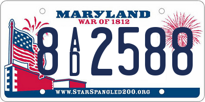 MD license plate 8AD2588