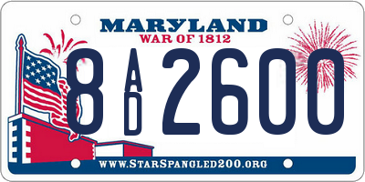 MD license plate 8AD2600