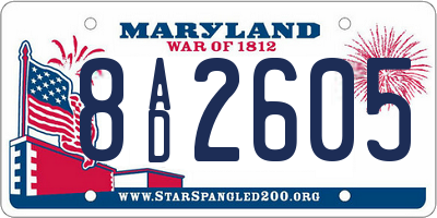 MD license plate 8AD2605