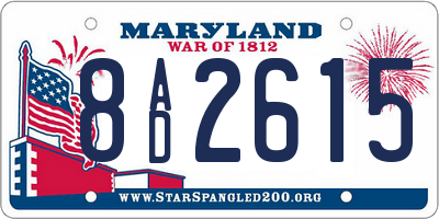 MD license plate 8AD2615