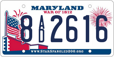 MD license plate 8AD2616