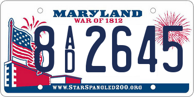MD license plate 8AD2645
