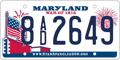 MD license plate 8AD2649