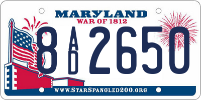 MD license plate 8AD2650