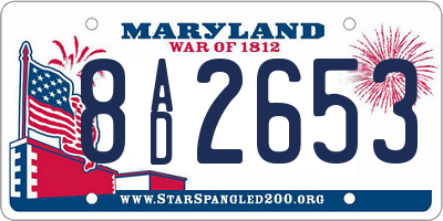 MD license plate 8AD2653