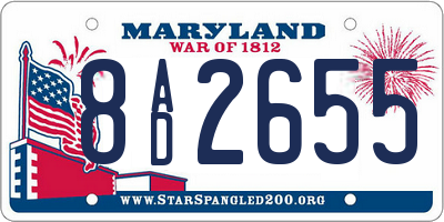 MD license plate 8AD2655
