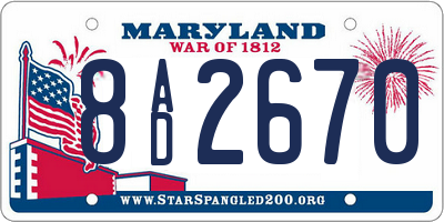 MD license plate 8AD2670