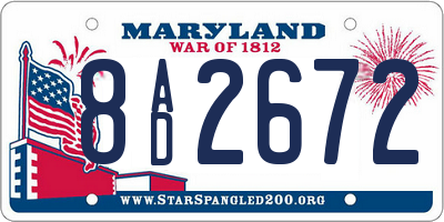 MD license plate 8AD2672