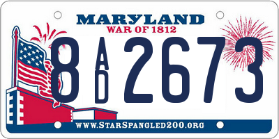 MD license plate 8AD2673