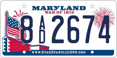 MD license plate 8AD2674