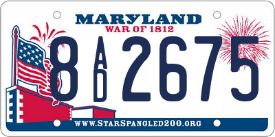 MD license plate 8AD2675