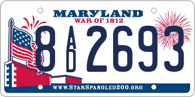 MD license plate 8AD2693