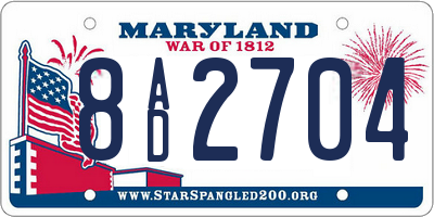 MD license plate 8AD2704