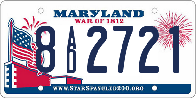 MD license plate 8AD2721