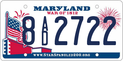 MD license plate 8AD2722