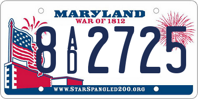 MD license plate 8AD2725