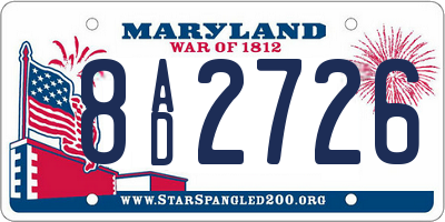 MD license plate 8AD2726
