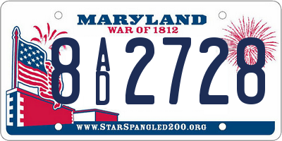 MD license plate 8AD2728